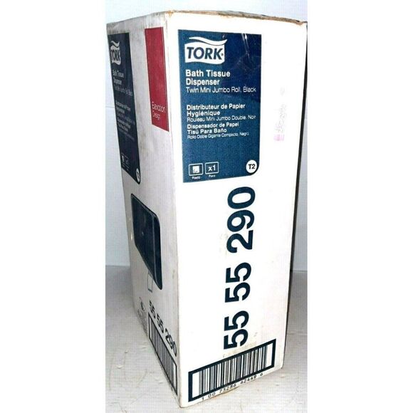 Tork Twin Mini Jumbo Bath Tissue Roll Toilet Paper Dispenser Black 5555290 - Picture 7 of 11